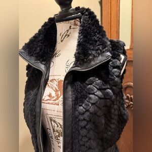 Guess Faux Fur Faux Leather Vest